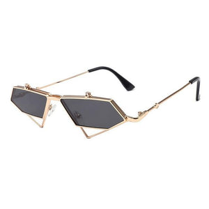 New irregular polygon sun glasses men and women sunglasses retro punk wind flip ultra light sunglasses