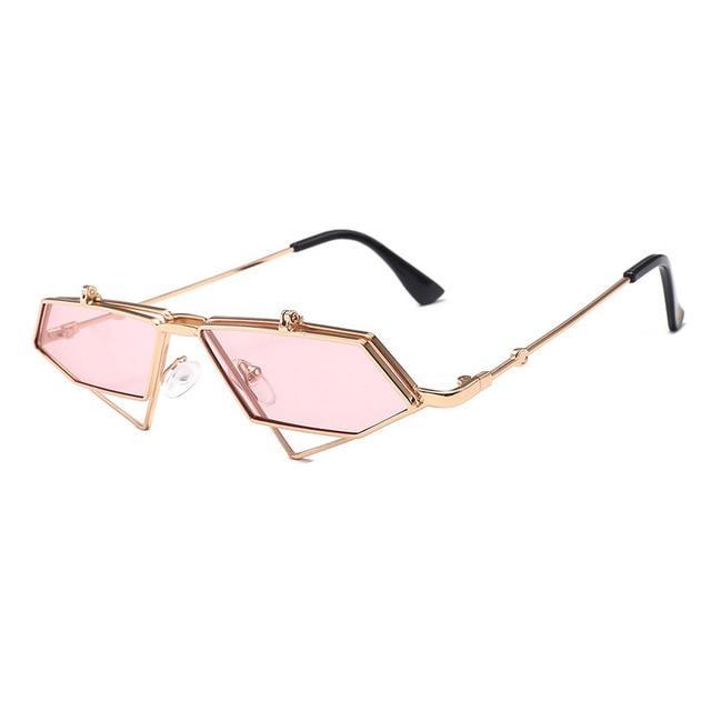 New irregular polygon sun glasses men and women sunglasses retro punk wind flip ultra light sunglasses