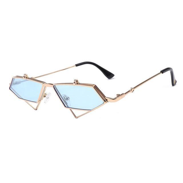 New irregular polygon sun glasses men and women sunglasses retro punk wind flip ultra light sunglasses