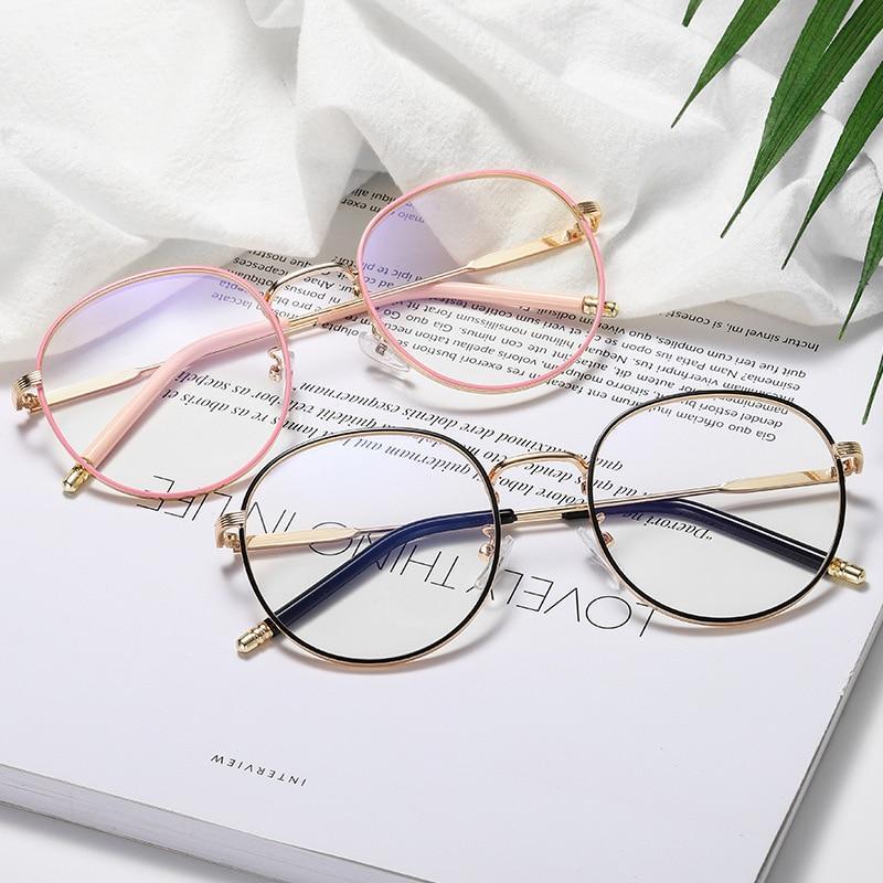 1PC Retro Anti Blue Light Glasses Frame Metal Round Optical Sepectacles Plain Eyeglasses Eyewear for Men Women Unisex