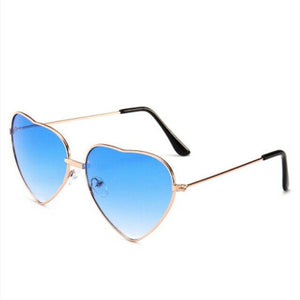 Heart Shaped Sunglasses Women Metal Reflective Mirror Lens Fashion  Sun Glasses Brand Designer For Ladies Travel Accessories