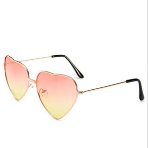 Heart Shaped Sunglasses Women Metal Reflective Mirror Lens Fashion  Sun Glasses Brand Designer For Ladies Travel Accessories