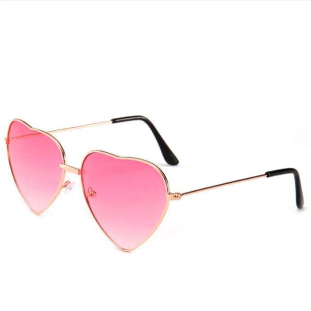 Heart Shaped Sunglasses Women Metal Reflective Mirror Lens Fashion  Sun Glasses Brand Designer For Ladies Travel Accessories