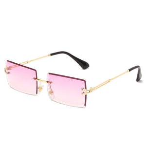 Fashion Square Rimless Sunglasses New Women Small Sun glasses Shades Luxury Brand Metal Sunglass UV400 Eyewear