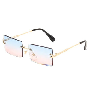 Fashion Square Rimless Sunglasses New Women Small Sun glasses Shades Luxury Brand Metal Sunglass UV400 Eyewear