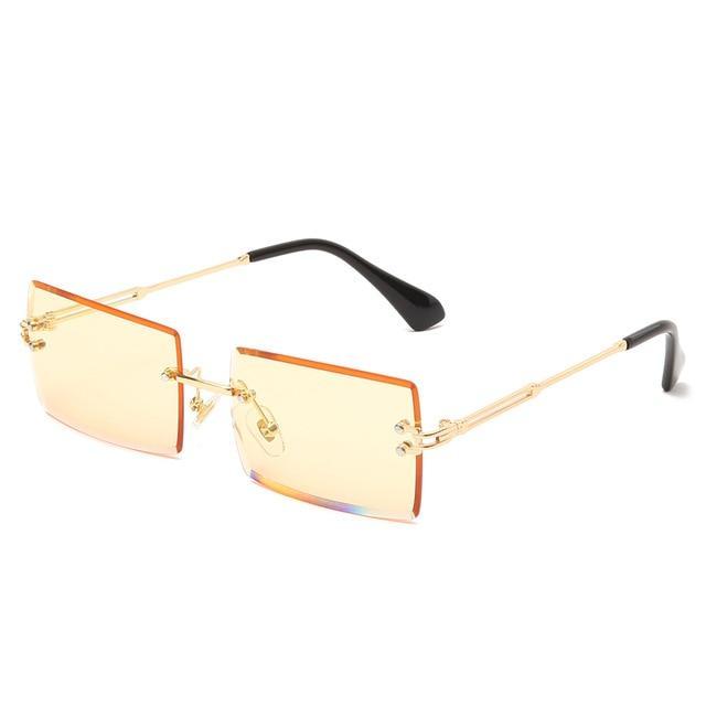 Fashion Square Rimless Sunglasses New Women Small Sun glasses Shades Luxury Brand Metal Sunglass UV400 Eyewear