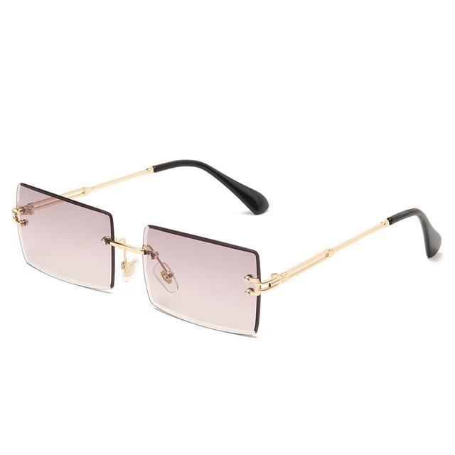 Fashion Square Rimless Sunglasses New Women Small Sun glasses Shades Luxury Brand Metal Sunglass UV400 Eyewear