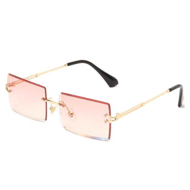 Fashion Square Rimless Sunglasses New Women Small Sun glasses Shades Luxury Brand Metal Sunglass UV400 Eyewear